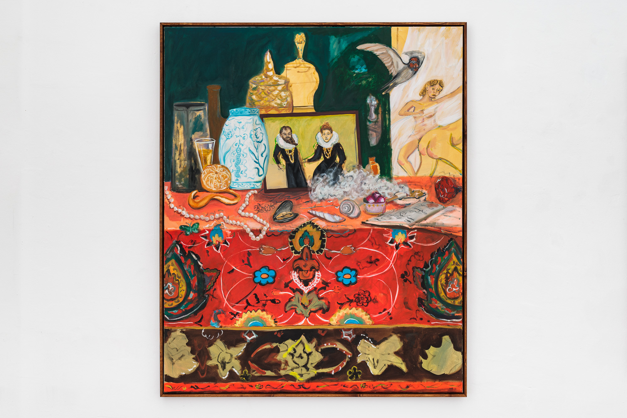 Still Life with Bath Scene, oil and acrylic on canvas, artist’s frame, 110x135cm, 2024 📸 Manuel Carreon Lopez