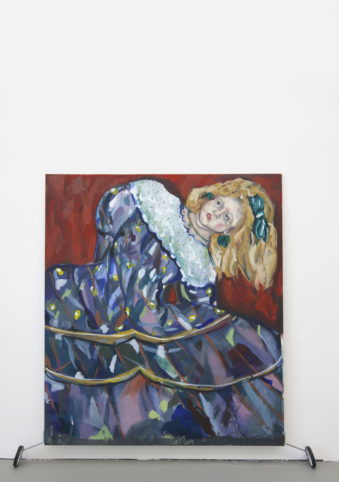 Being Considered is Good, Belonging is Better, 2020, oil on canvas, kiddie wheels, 145x160cm